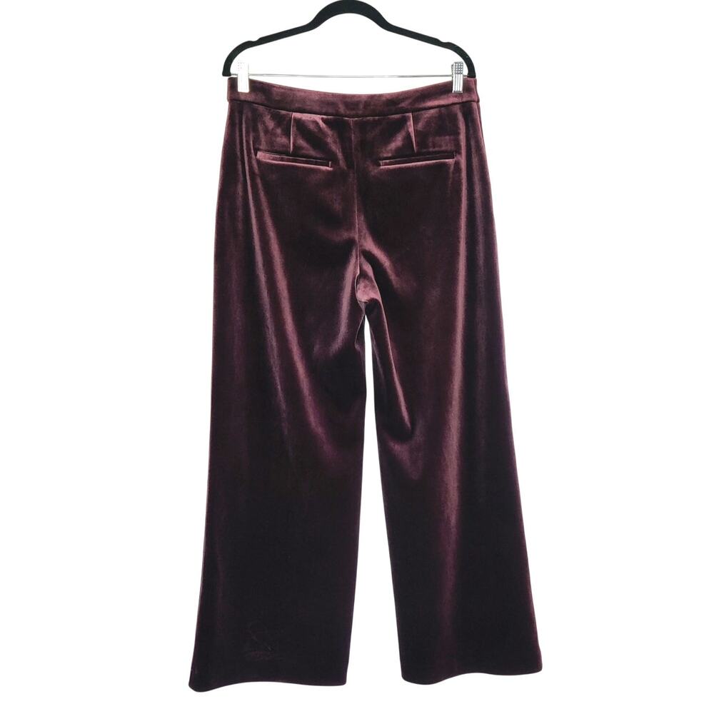 Express Editor HIgh Rise Plum Purple Velvet Relaxed Wide Leg Trouser 10 Witchy - Picture 3 of 14